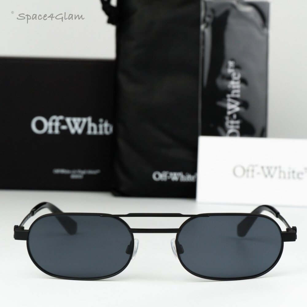 Off-White Men Sunglasses Black Grey Oval OERI123 VAIDEN 1007 NEW AUTHENTIС